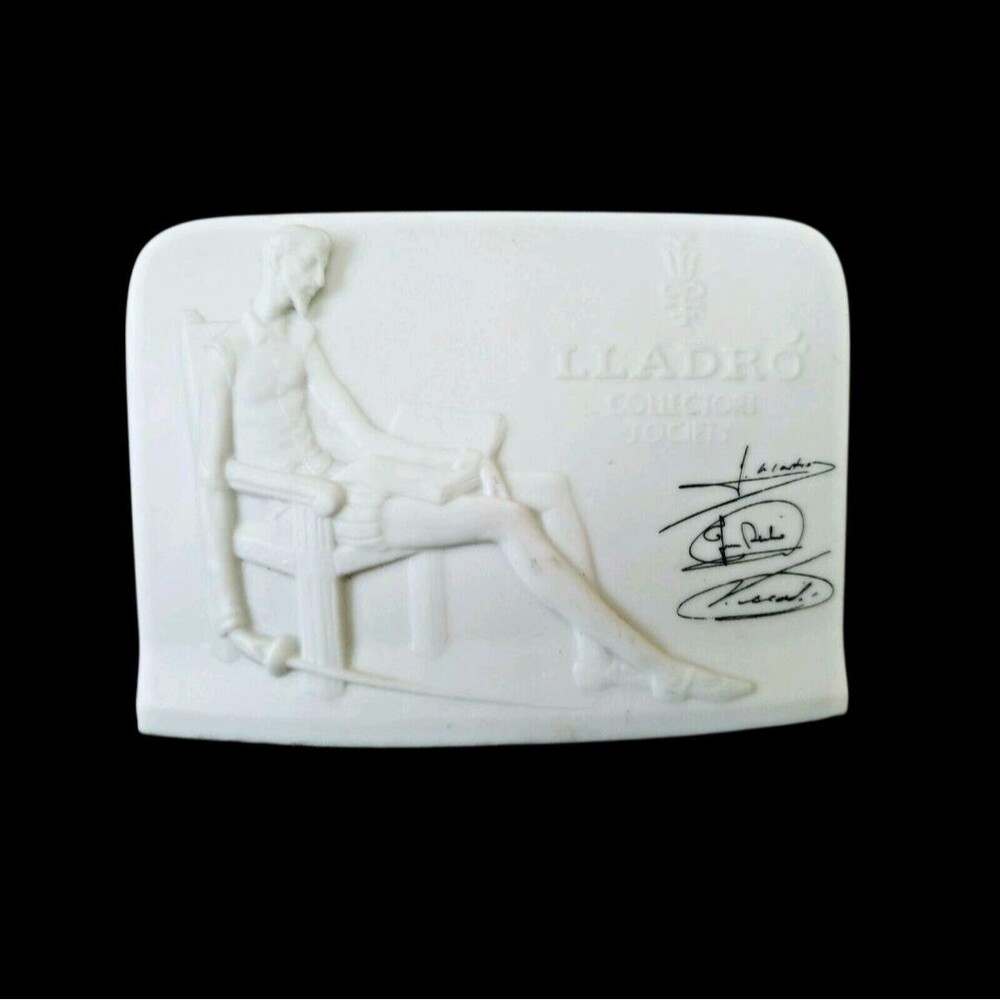 Lladro Collectors Society Don Quixote Porcelain Bisque Plaque Shellback Signed